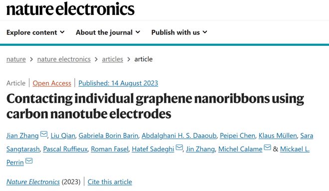 研究前沿：Natu米乐M6 米乐re Electronics-石墨烯纳米带(图1)