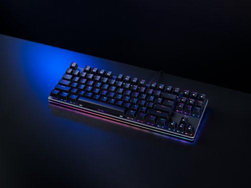 米乐 M6米乐87键紧凑型 防水防尘 雷柏V520RGB-87防水幻彩背光游戏键盘上市(图1)